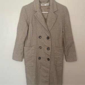 Zara Trench Peat Coat Double breasted Buttons in Brown